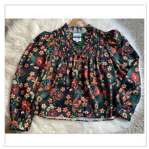 NWT Alden Adair Oliver Top Green Multicolor Large